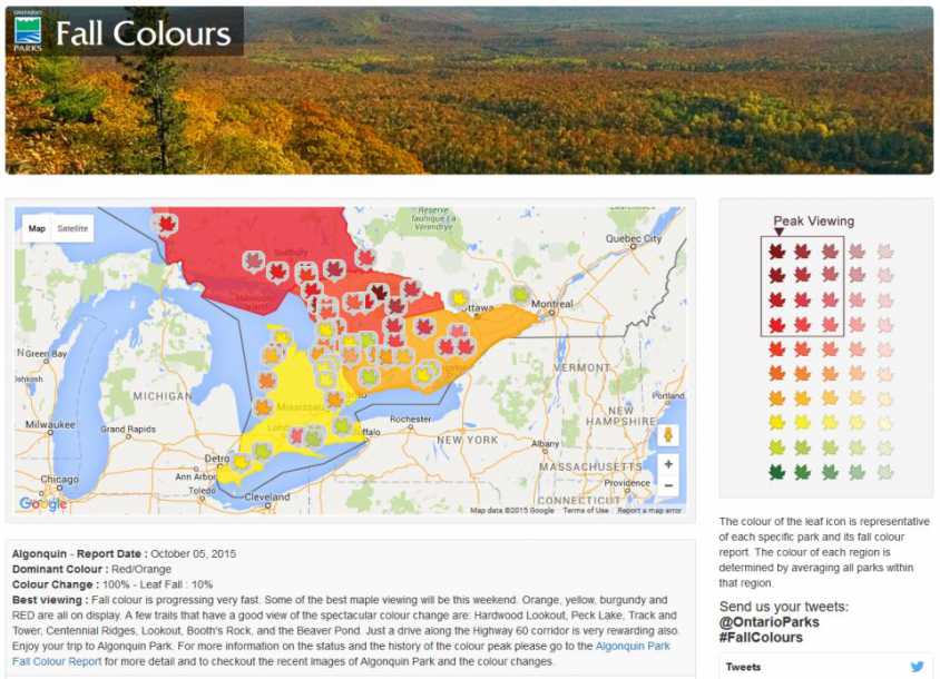 Ontario Parks great resource for fall colours