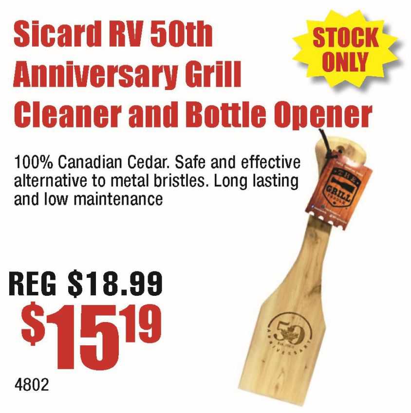 Sicard RV 50th Anniversary Cedar Scraper and Bottle Opener