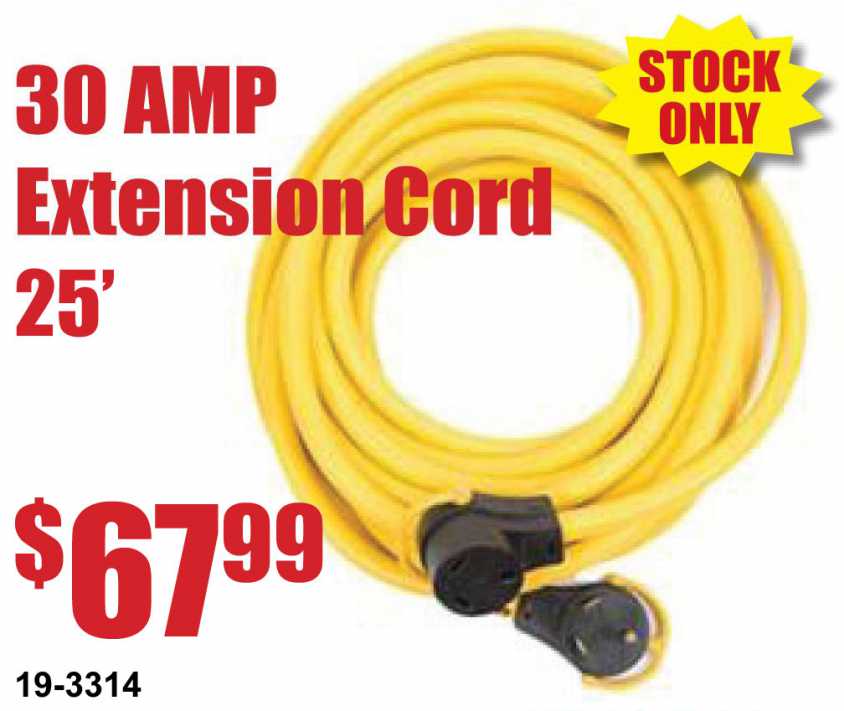 30 Amp Extension Cord 25 ft