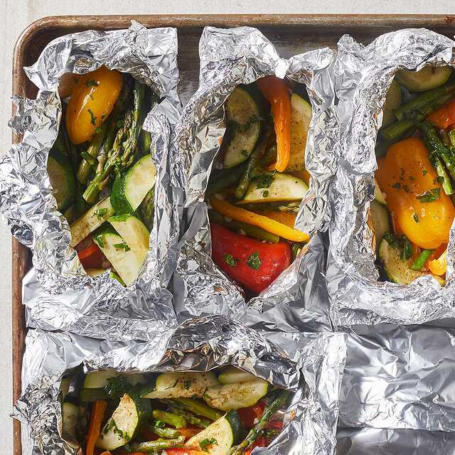 Veggies in foil over the campfire